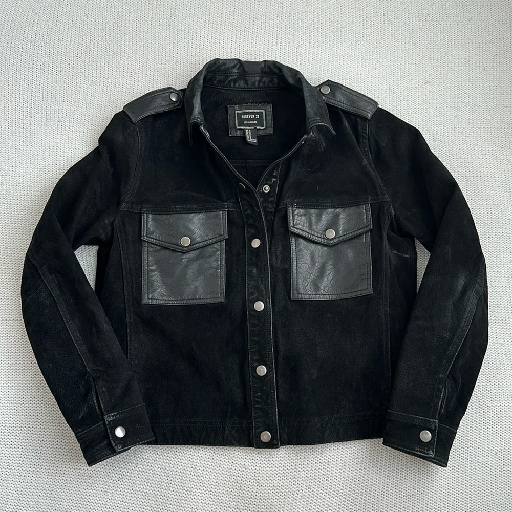 Forever 21 100% Pigskin Leather Jacket Black Size Medium
